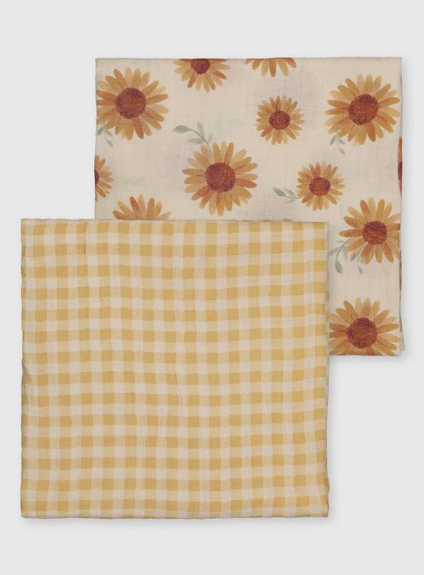 Buy Yellow Sunflower Large Muslin Cloths 2 Pack One Size Multipacks